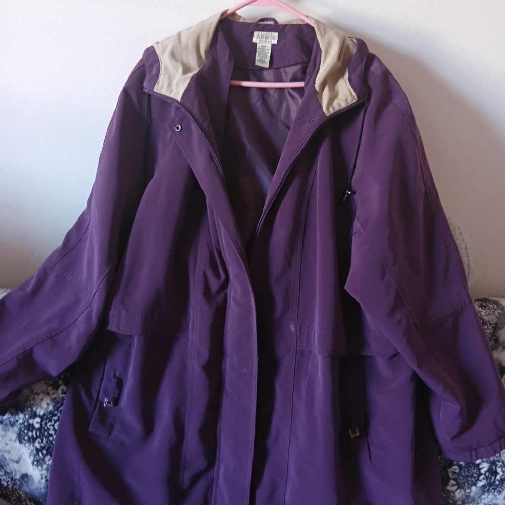 Classic Elements Deep Purple Jacket With Beige Ac… - image 3